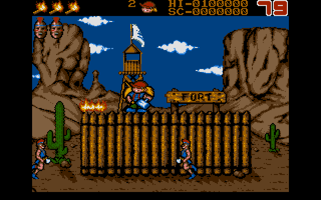 Hammer Boy (DOS) screenshot: Damn, my tower is on fire! (VGA)