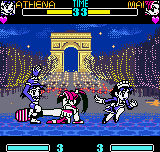 SNK Gals' Fighters (Neo Geo Pocket Color) screenshot: In a move of luck, Athena does her Psycho Teleport and successfully avoids Mai Shiranui's sweep.