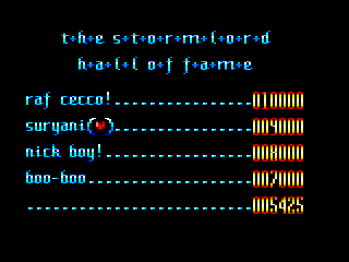 Stormlord (Amstrad CPC) screenshot: High Scores