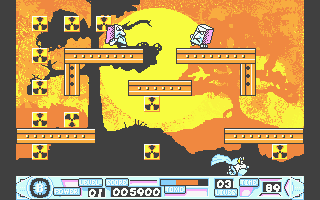 Super Seymour Saves the Planet (Atari ST) screenshot: Making a dash for the one in the corner