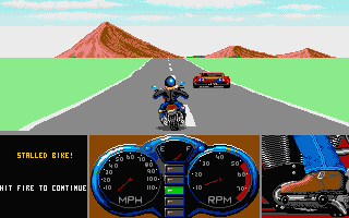 Harley-Davidson: The Road to Sturgis (Atari ST) screenshot: Overtaking a car