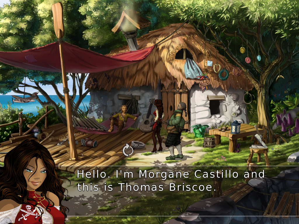 Captain Morgane and the Golden Turtle (Windows) screenshot: Morgane introduces herself.