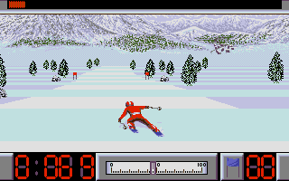 Super Ski II (Atari ST) screenshot: On the Downhill route