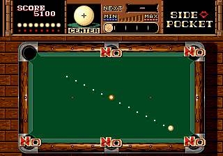 Side Pocket (Genesis) screenshot: Playing in 1-Player mode, you can recover some extra balls completing a Trick Game successfully.