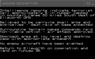 Strike Aces (Amiga) screenshot: Mission description