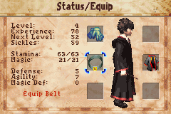 Harry Potter and the Prisoner of Azkaban (Game Boy Advance) screenshot: Equiping Harry