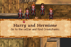Harry Potter and the Prisoner of Azkaban (Game Boy Advance) screenshot: At some points you get to choose which one of Harry's friends to take along.