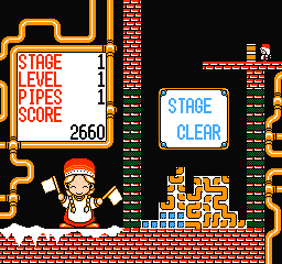 Gorby no Pipeline Daisakusen (NES) screenshot: Stage 1 clear