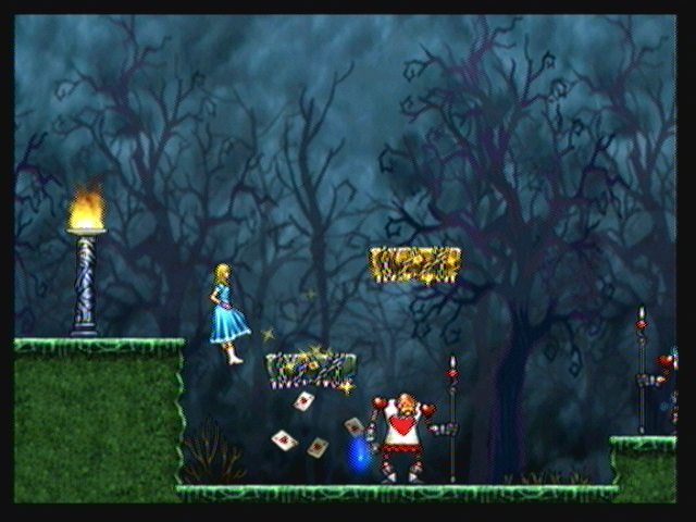 Alice in Wonderland: An Adventure Beyond the Mirror (Zeebo) screenshot: Along her way Alice will find Red Queen's soldiers and will have to find ways of bypassing them or destroying them, like here.