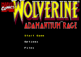 Wolverine: Adamantium Rage (Genesis) screenshot: Main menu.