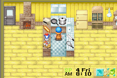 Harvest Moon: Friends of Mineral Town (Game Boy Advance) screenshot: Kitchen
