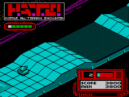H.A.T.E: Hostile All Terrain Encounter (ZX Spectrum) screenshot: Level 2 sees you in a tank-type vehicle