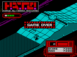 H.A.T.E: Hostile All Terrain Encounter (ZX Spectrum) screenshot: Game over