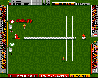 Mikro Mortal Tennis (Amiga) screenshot: Fatality!