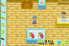 Harvest Moon: Friends of Mineral Town (Game Boy Advance) screenshot: Shopping