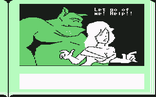 ZorkQuest: Assault on Egreth Castle (Commodore 64) screenshot: Let go of me! Help!!