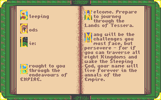 Sleeping Gods Lie (Atari ST) screenshot: Basic plot details