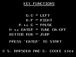 Technician Ted (ZX Spectrum) screenshot: Controls (although they forget to mention the joystick support)