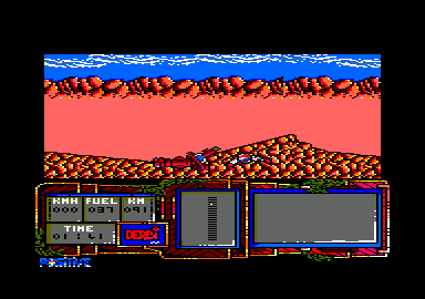 African Trail Simulator (Amstrad CPC) screenshot: Crashed. Don't drive to fast