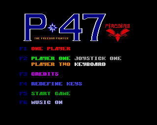P47 Thunderbolt (Amiga) screenshot: The main menu