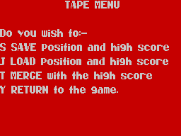 Skull (ZX Spectrum) screenshot: All commands sharing their names with their BASIC equivalents
