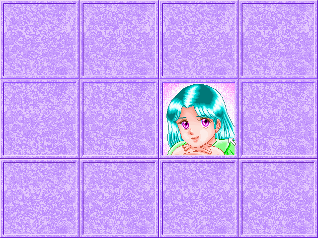 Shanghai II: Dragon's Eye (FM Towns) screenshot: Reveal these portraits to access pre-set combinations of tiles and layouts