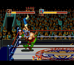 Saturday Night Slam Masters (Genesis) screenshot: Stingray's flying attack