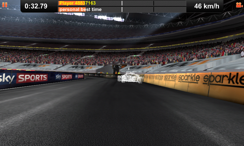 Race of Champions (Android) screenshot: Watching the ghost car from a front view