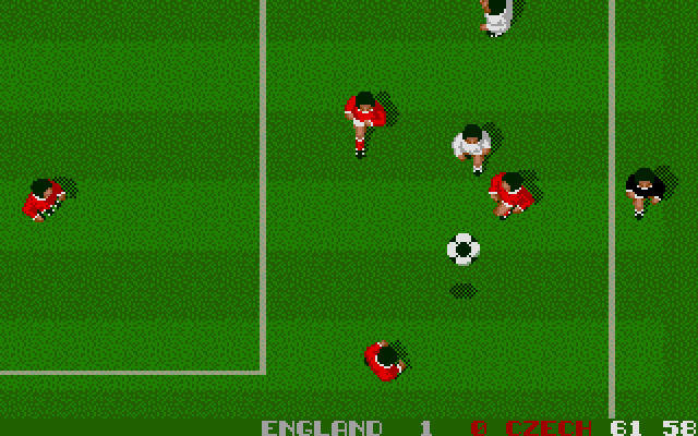 England Championship Special (Atari ST) screenshot: The game: Top-down action soccer.