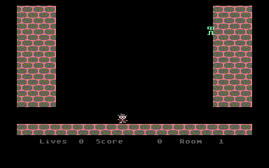 Shamus: Case II (Atari 8-bit) screenshot: A space invader drops junk on you