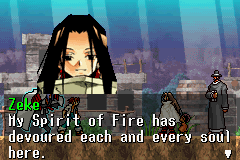 Shaman King: Master of Spirits 2 (Game Boy Advance) screenshot: He got heartburn. *ba dum bish*