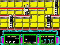 Future Knight (ZX Spectrum) screenshot: On a ladder