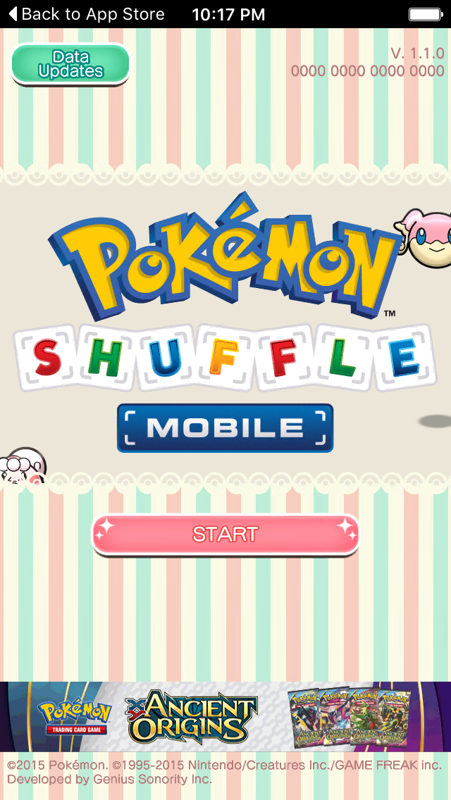 Pokémon Shuffle (iPhone) screenshot: Title screen.