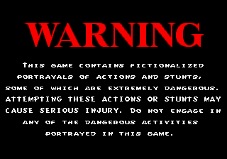 Skitchin' (Genesis) screenshot: All those warnings just made me want to do it even more