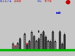 Ground Force Zero (ZX Spectrum) screenshot: The bomb is about to hit