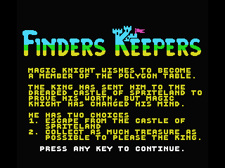 Finders Keepers (MSX) screenshot: Title screen