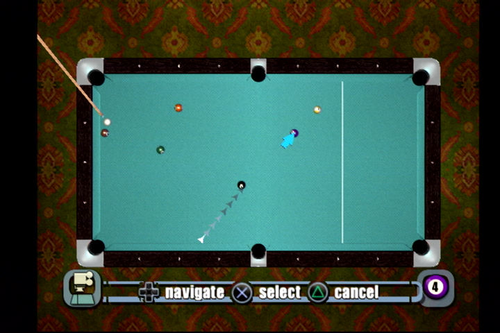 World Championship Pool 2004 (PlayStation 2) screenshot: Moving balls in free play mode