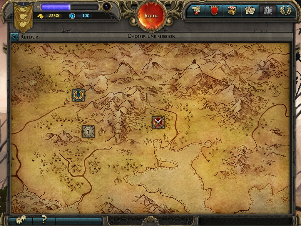 Might & Magic: Duel of Champions (iPad) screenshot: On the world map.