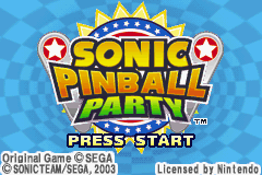 Sonic Pinball Party (Game Boy Advance) screenshot: Title screen.