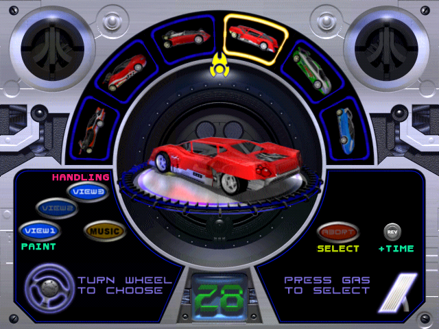 San Francisco Rush 2049 (Arcade) screenshot: Car selection
