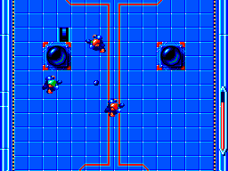 Speedball (SEGA Master System) screenshot: The red players advance...