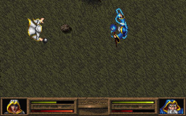 Dark Legions (DOS) screenshot: The battles between magic-wielders are some of the most exciting