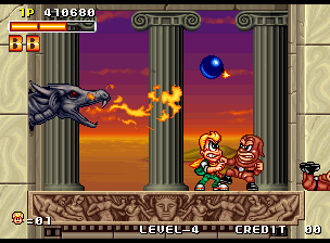 Spinmaster (Neo Geo) screenshot: On your way to the last boss ...