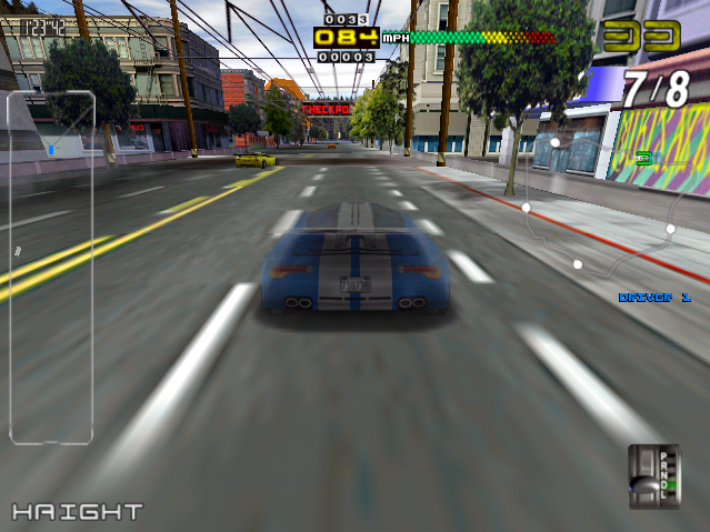 San Francisco Rush 2049 (Arcade) screenshot: Track 2 - Noon