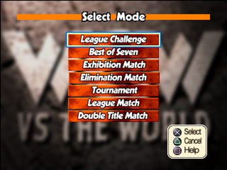 WCW vs. the World (PlayStation) screenshot: Mode selection