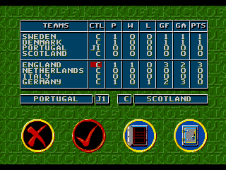Super Kick Off (Genesis) screenshot: European 92. Sort of.