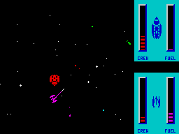 Star Control (ZX Spectrum) screenshot: Close combat