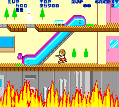 Momoko 120% (Arcade) screenshot: escalator