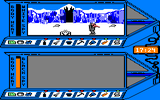 Spy vs. Spy III: Arctic Antics (Amstrad CPC) screenshot: White loses all his body heat, and is out of action