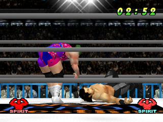 WCW vs. the World (PlayStation) screenshot: Throwing down the opponent.